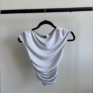 Gray Tee with Ruched Details